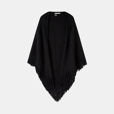 Black wool shawl with dark copper zari – Saffana